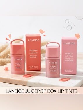✨ LANEIGE Juice Pop Box Lip Tint Bundle | Popstar Peach & Disco Coral | New 👄